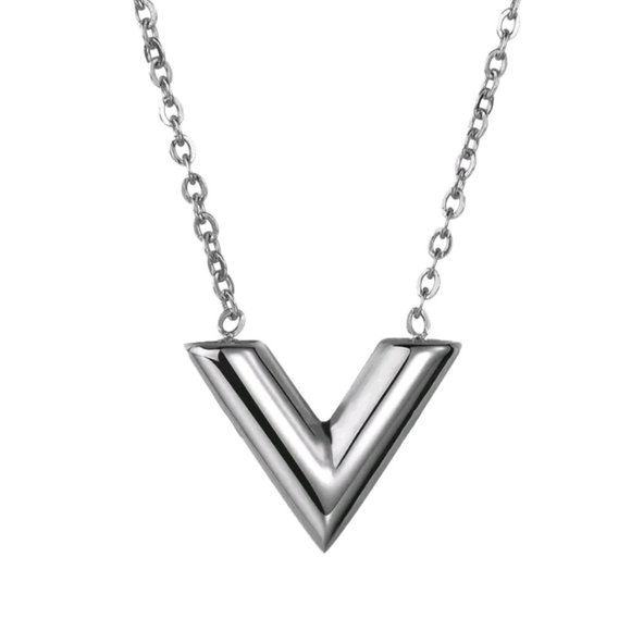 Letter V Jewelry Set in Stainless Steel - Picture 4 of 10